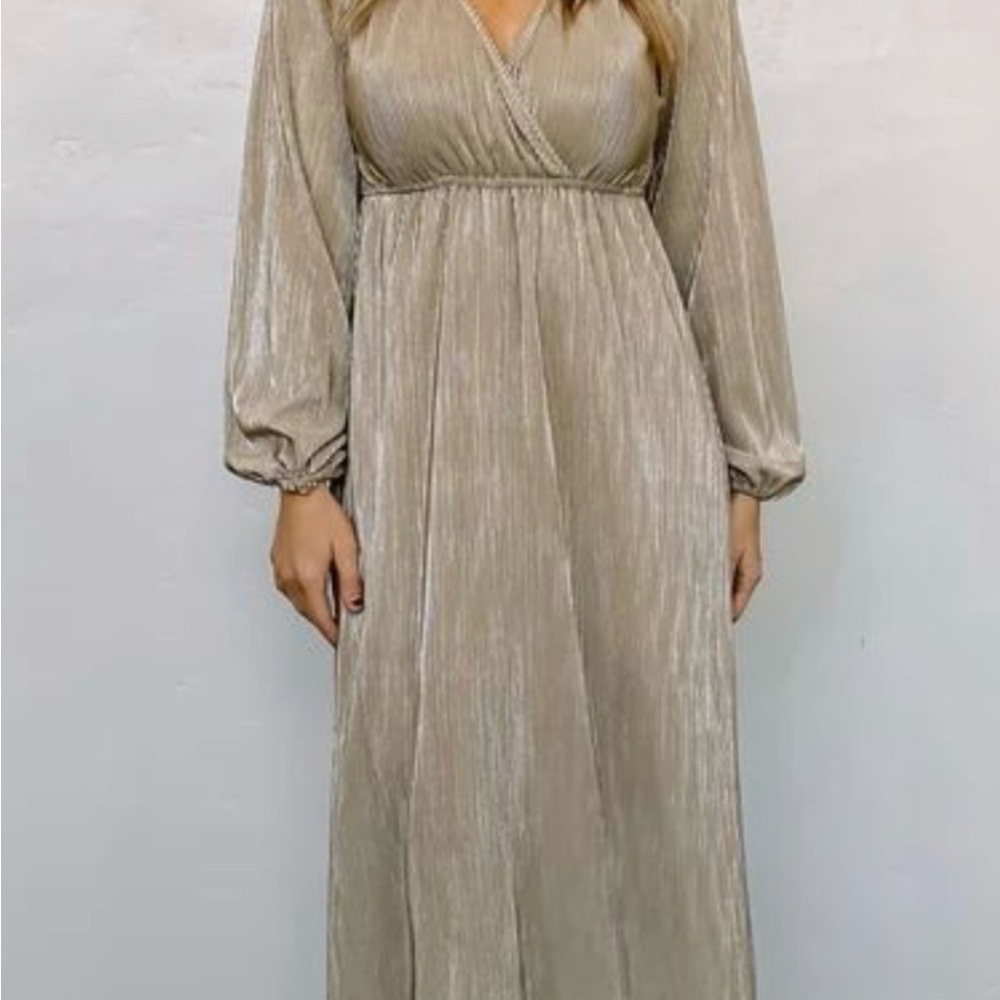 Baltic Born Champagne Maxi Dress with Long Sleeves